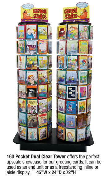 160 Pocket Dual Clear Tower Prepack (For New Accounts)- Includes 6 each of 160 best selling designs. Special Cost w/ 15% Discount - $1,632.00. Includes a free display. Free freight on product.