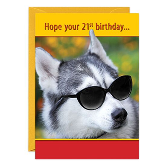 Husky 21st Birthday Card
